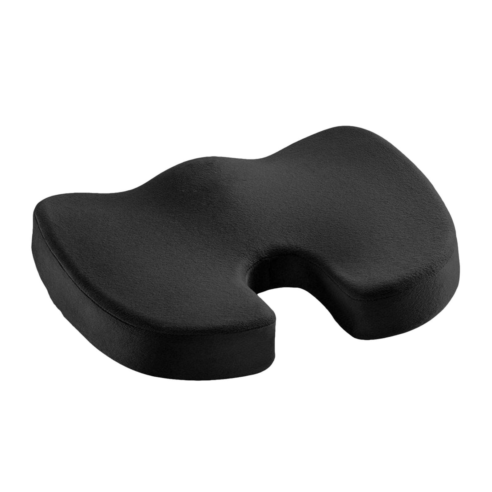 TGone Memory Foam Orthopedic Seat Cushion - U-Shaped Hip Support Pillow for Office Chair, Car, Wheelchair & Kayak - Waterproof Home & Travel Comfort (Black, Standard Size) - Perfect for Back Pain Relief & Long Sitting Sessions