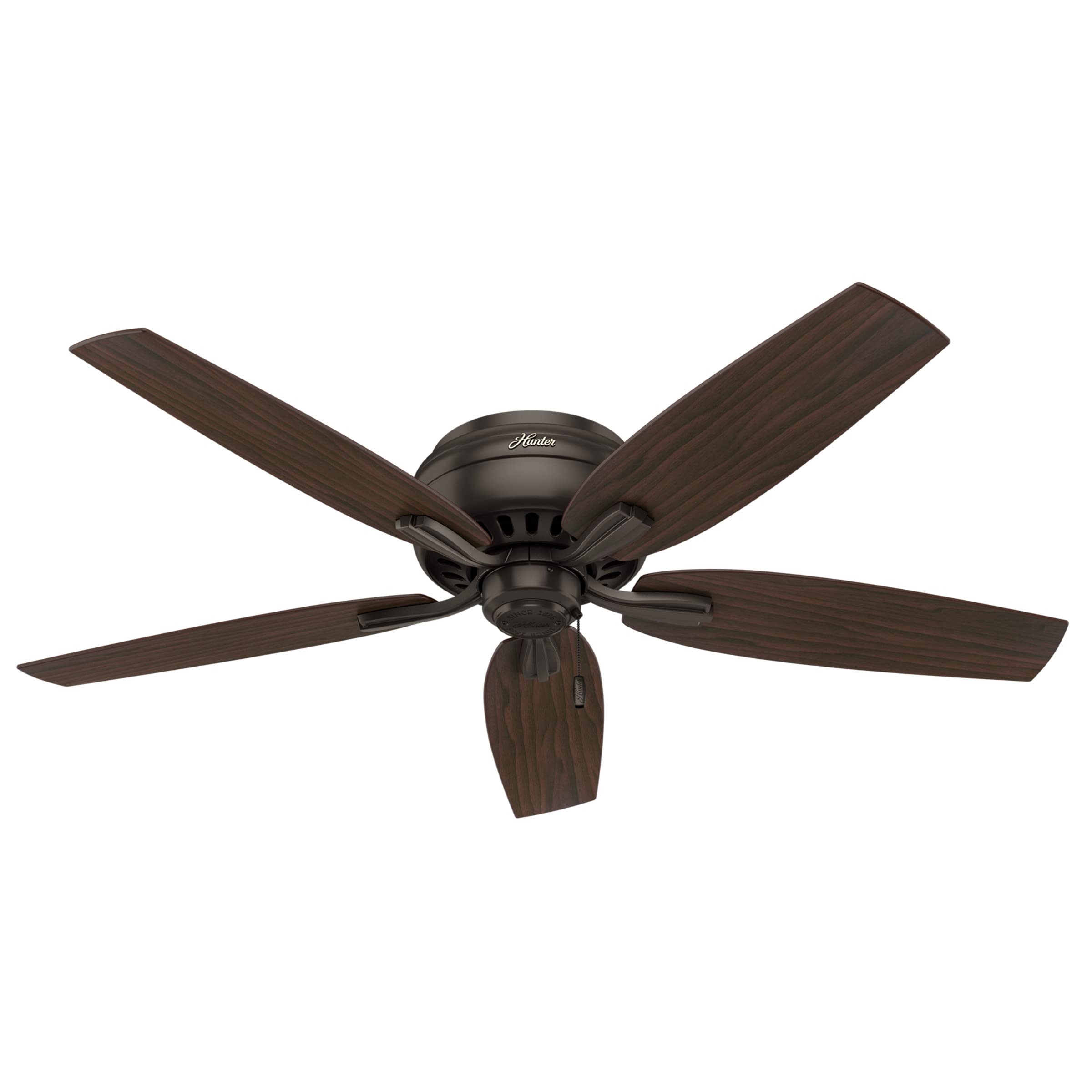 Hunter Fan Company 53314 52-Inch Newsome Premier Bronze Low Profile Ceiling Fan with LED Light Kit and Pull Chain - Perfect for Bedroom, Living Room, and Indoor Spaces