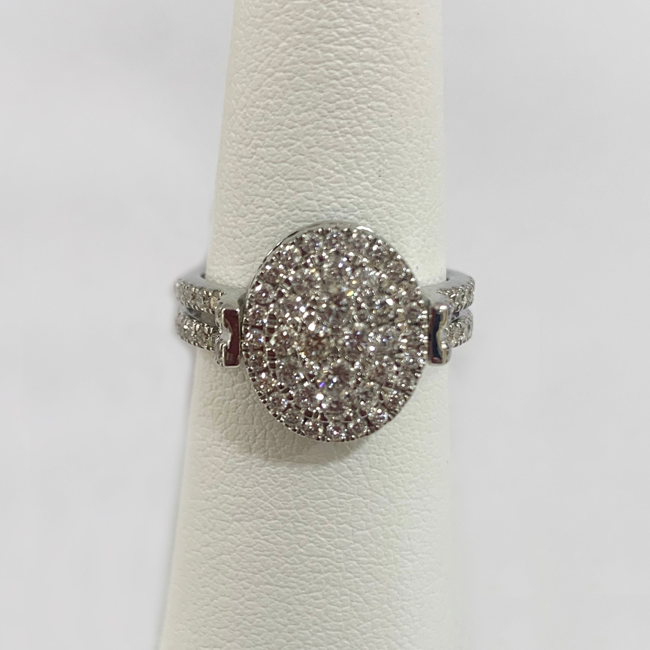 14K White Gold Blue and White Diamond Flip Ring for Women - Elegant Stackable Band for Engagement, Wedding, Anniversary & Everyday Wear
