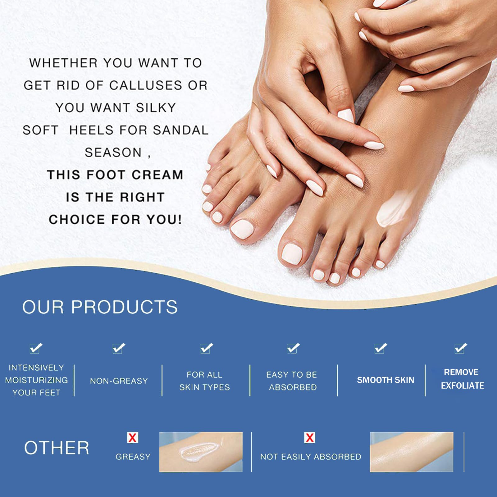 **40% Urea Foot Cream for Dry Cracked Feet – Callus Remover & Moisturizer for Heels, Knees, Elbows & Hands – Softens Rough Skin & Exfoliates Calluses – Perfect for Pedicures & Daily Foot Care**