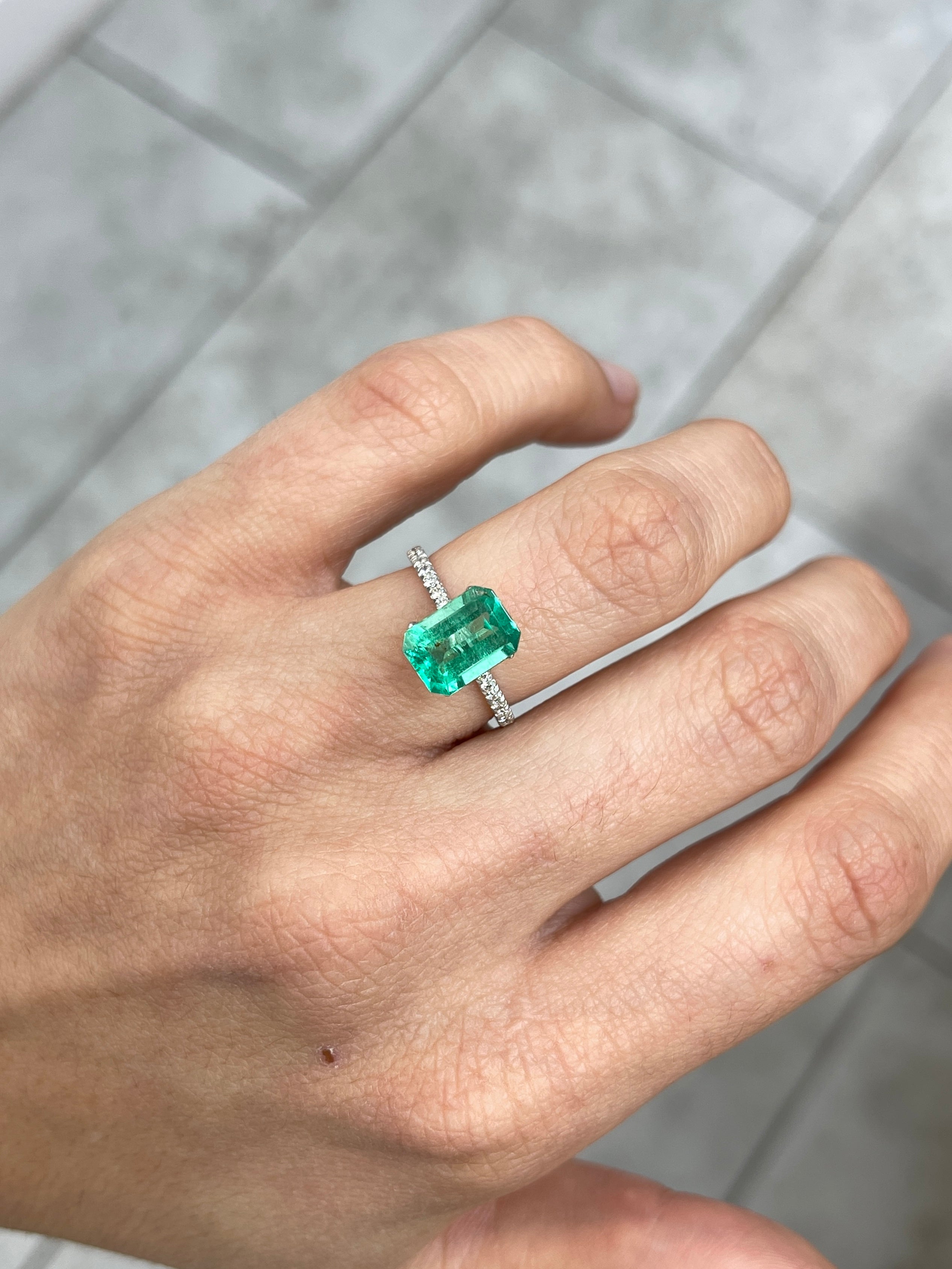 2.31 Carat 10x7mm Colombian Emerald - Natural Medium Green Emerald Cut Gemstone for Jewelry Making, Engagement Rings & Fine Collections