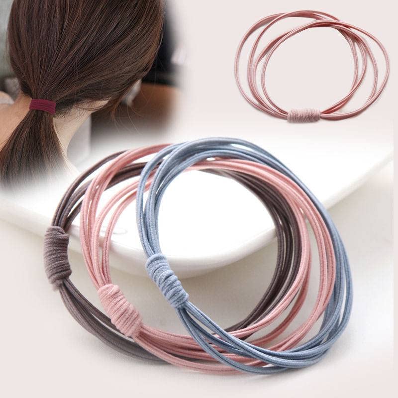 Plucket® 10 Pack Multicolor Thin Hair Ties - Soft Elastic Ponytail Holders for Women & Girls - Perfect for School, Work, Gym and Daily Hairstyling