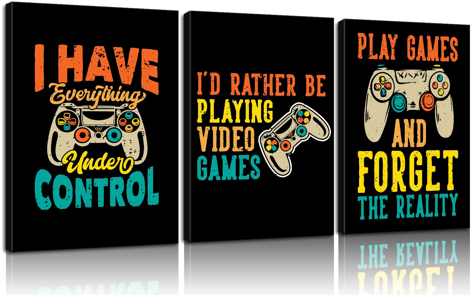 3-Piece Gaming Canvas Wall Art Set - Video Game Themed Posters for Playstation & Gamer Room Decor - Ready to Hang (20