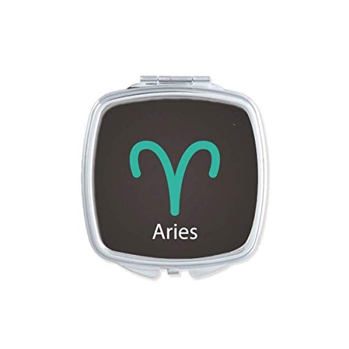DIYthinker Aries Constellation Pattern Mirror - Portable Compact Double-Sided Glass Makeup Mirror for Travel, Purse & Cosmetics (March April Zodiac Gift)