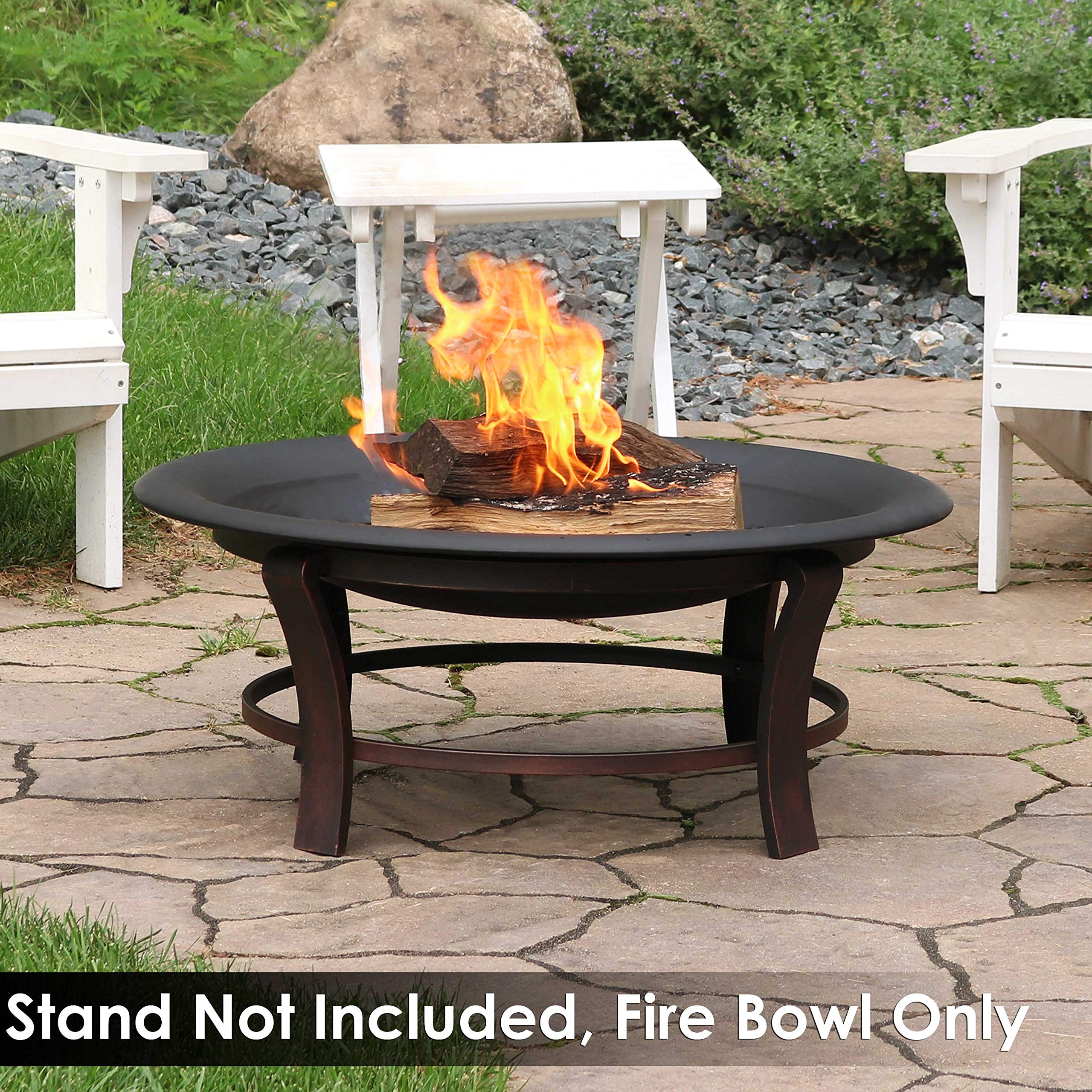 32-Inch Sunnydaze Outdoor Fire Pit Bowl Replacement Insert - Wood-Burning Fire Bowl for DIY Ring or Existing Stand - Perfect for Backyard, Patio, and Camping Gatherings