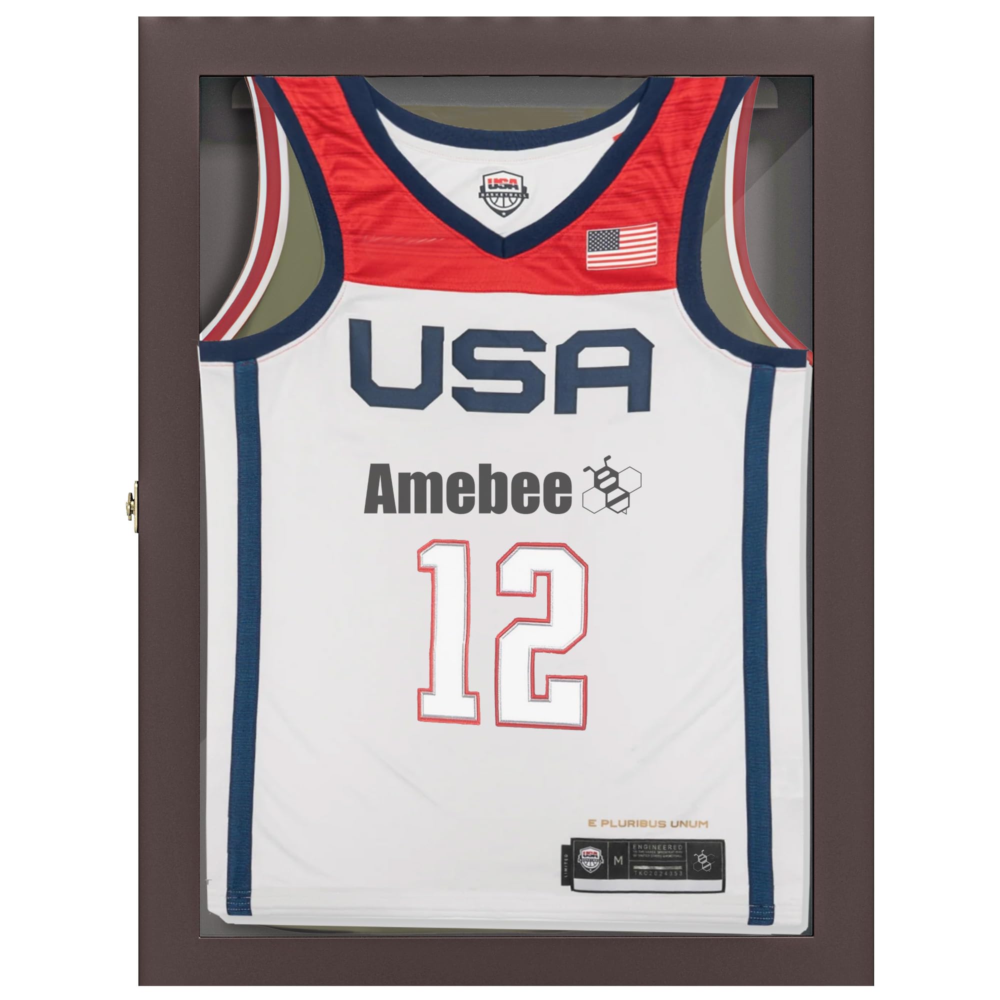 Premium Lockable Jersey Display Shadow Box - UV Protected Acrylic Wall Mount Frame for Baseball, Basketball, Football, Soccer & Hockey Jerseys - Large Sport Shirt Display Case with Hangers (Black) - Perfect for Memorabilia Showcase, Man Cave Decor & Sports Room Display