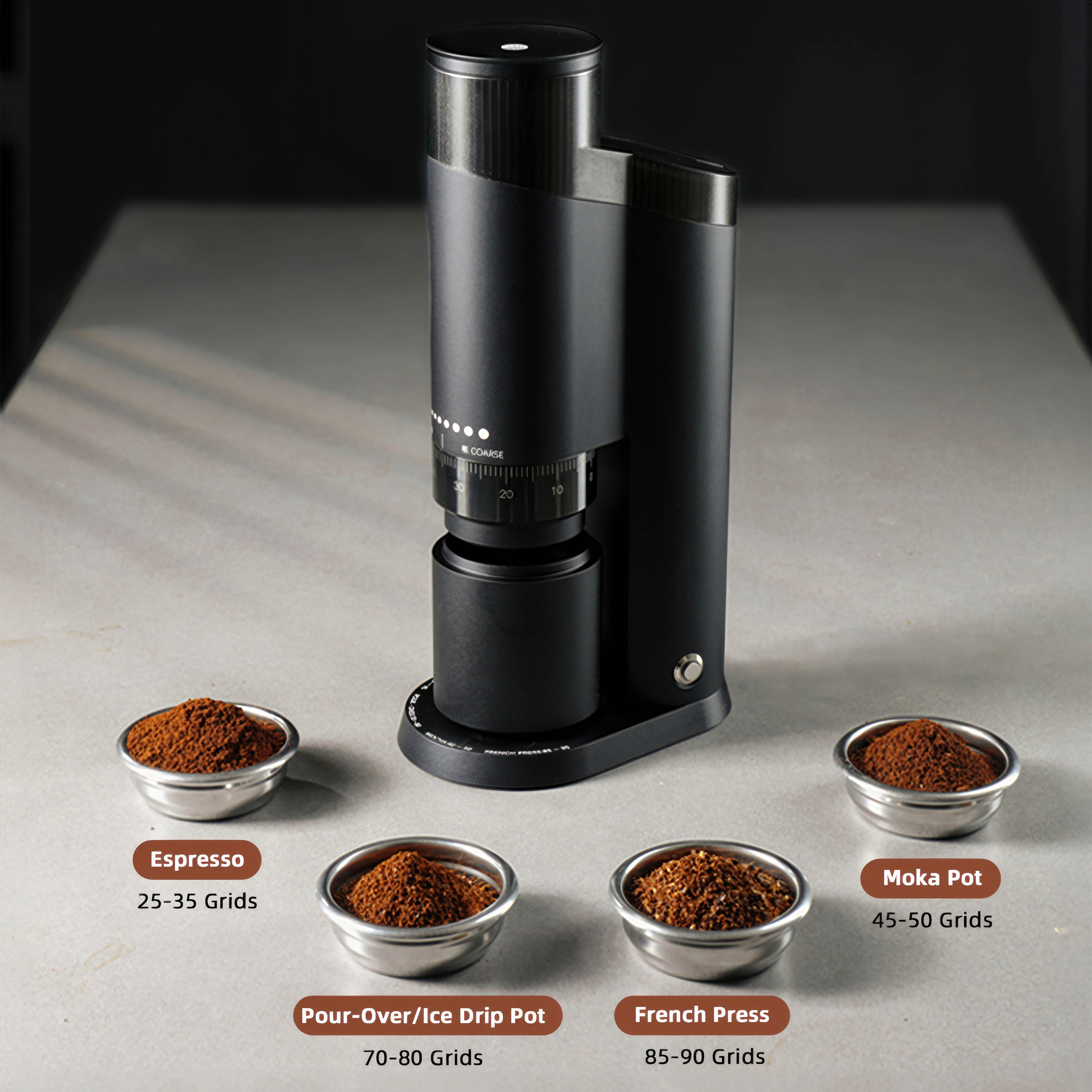 Premium Precision Coffee Grinder for Espresso & Pour Over - Electric Burr Grinder with Adjustable Settings for Home Baristas & Coffee Enthusiasts - Perfect for Morning Brews, Office Use & Gifts