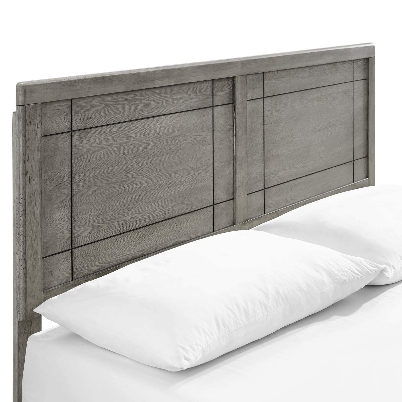 Modway MOD-6625-GRY Marlee Full Size Wooden Platform Bed with Angular Frame in Gray - Modern Minimalist Bedroom Furniture for Small Spaces & Guest Rooms