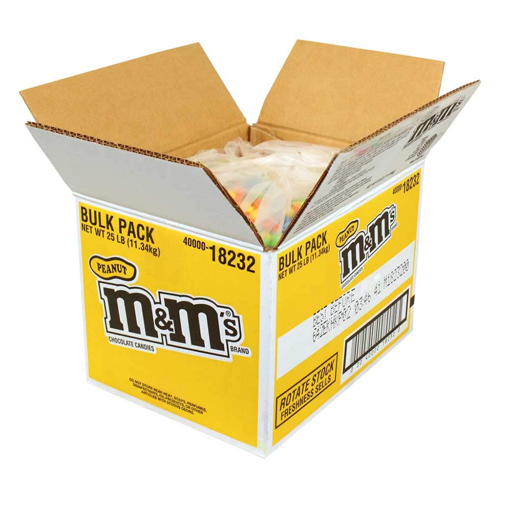 M&M's Peanut Chocolate Candy - 25 Pound Bulk Bag (1 Each) - Perfect for Parties, Halloween Treats, Office Snacks & Baking Supplies