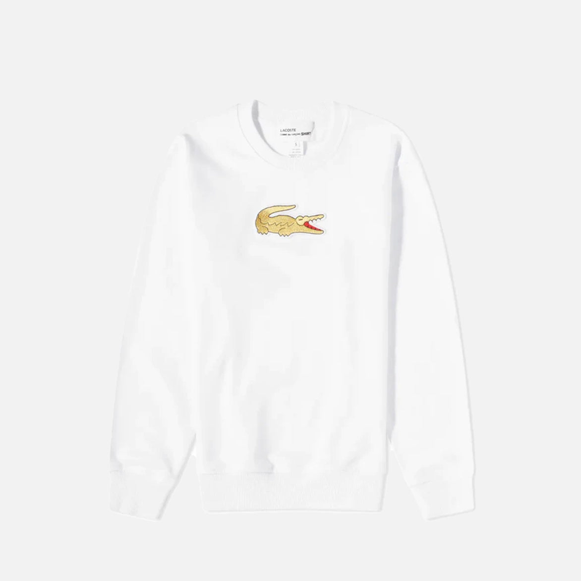 CDG x Lacoste Croc Logo Crewneck Sweatshirt - White | Men's & Women's Casual Streetwear for Everyday Comfort