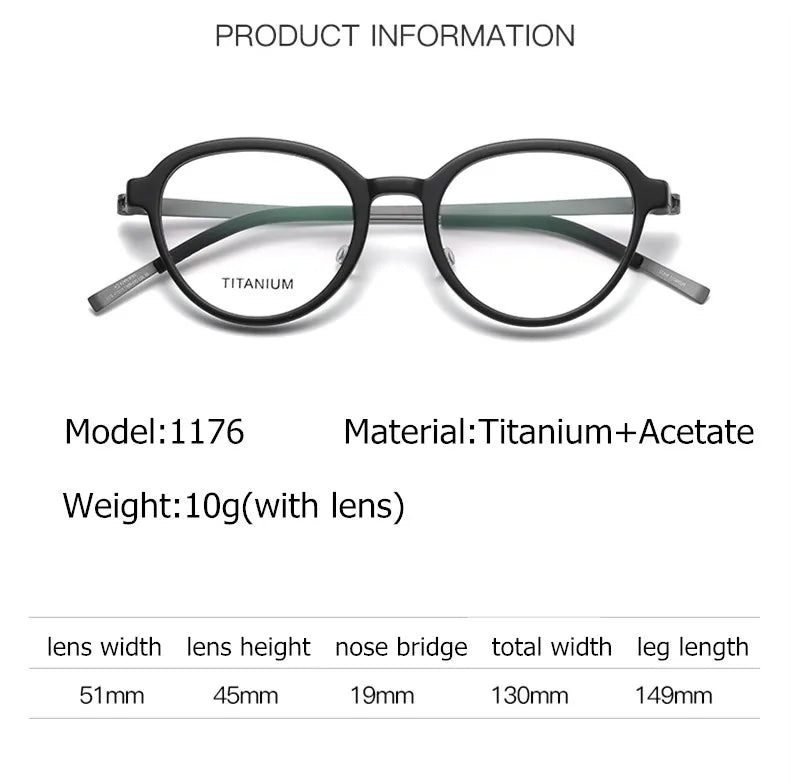 Aimee Women's Full Rim Flat Top Oval Screwless Titanium Eyeglasses Frame 61176 - Lightweight & Durable for Work, Reading & Fashion Accessories