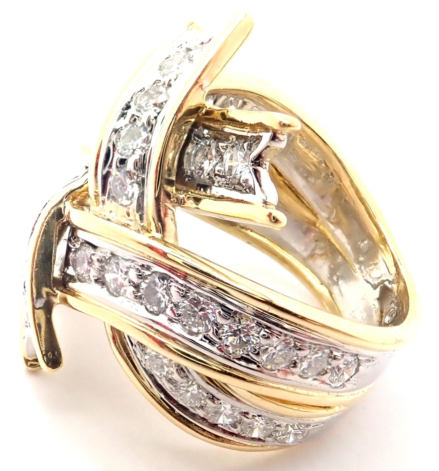 Authentic Tiffany & Co Platinum Diamond Ribbon Box Ring - Genuine Luxury Jewelry for Women, Perfect for Engagement, Anniversary & Special Occasions
