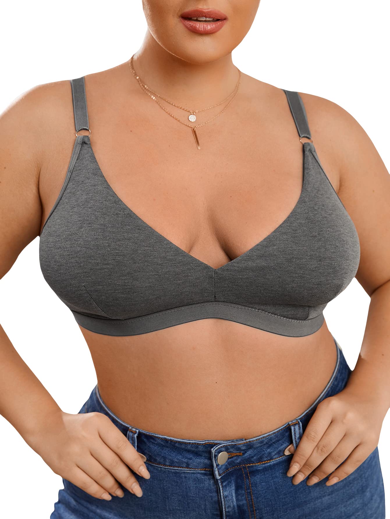 WDIRARA Women's Plus Size Wireless Lounge Bras - Comfortable Bralette for Everyday Wear - Perfect for Sleeping, Yoga, and Relaxing at Home