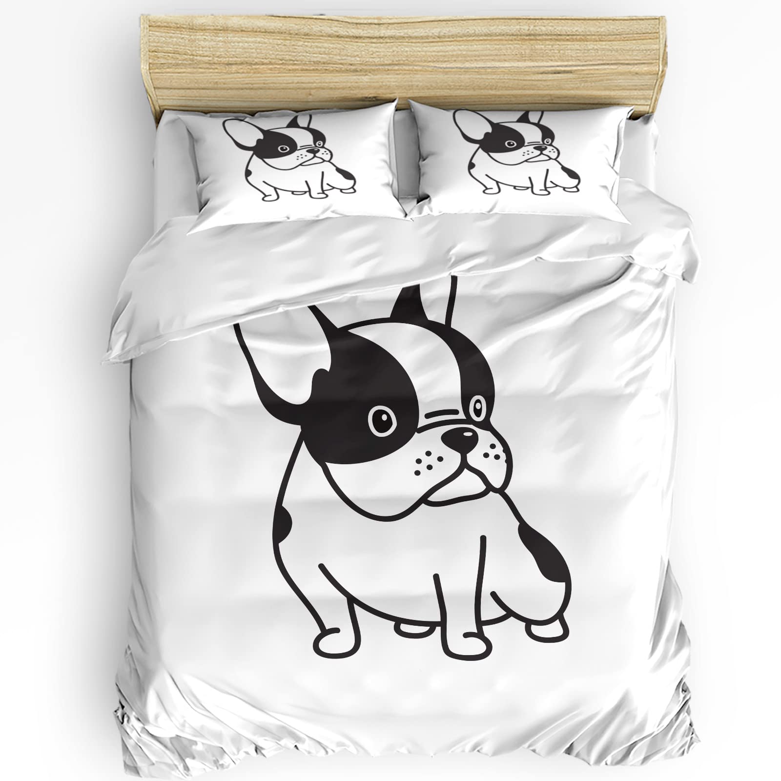 RainbowDay 3-Piece French Bulldog Duvet Cover Set - California King Size Bedding, Wrinkle-Free & Washable Soft Microfiber with Zipper Closure (1 Duvet Cover + 2 Pillow Shams) | Cute Dog Lover Home Decor for Bedroom, Guest Room & Dorm