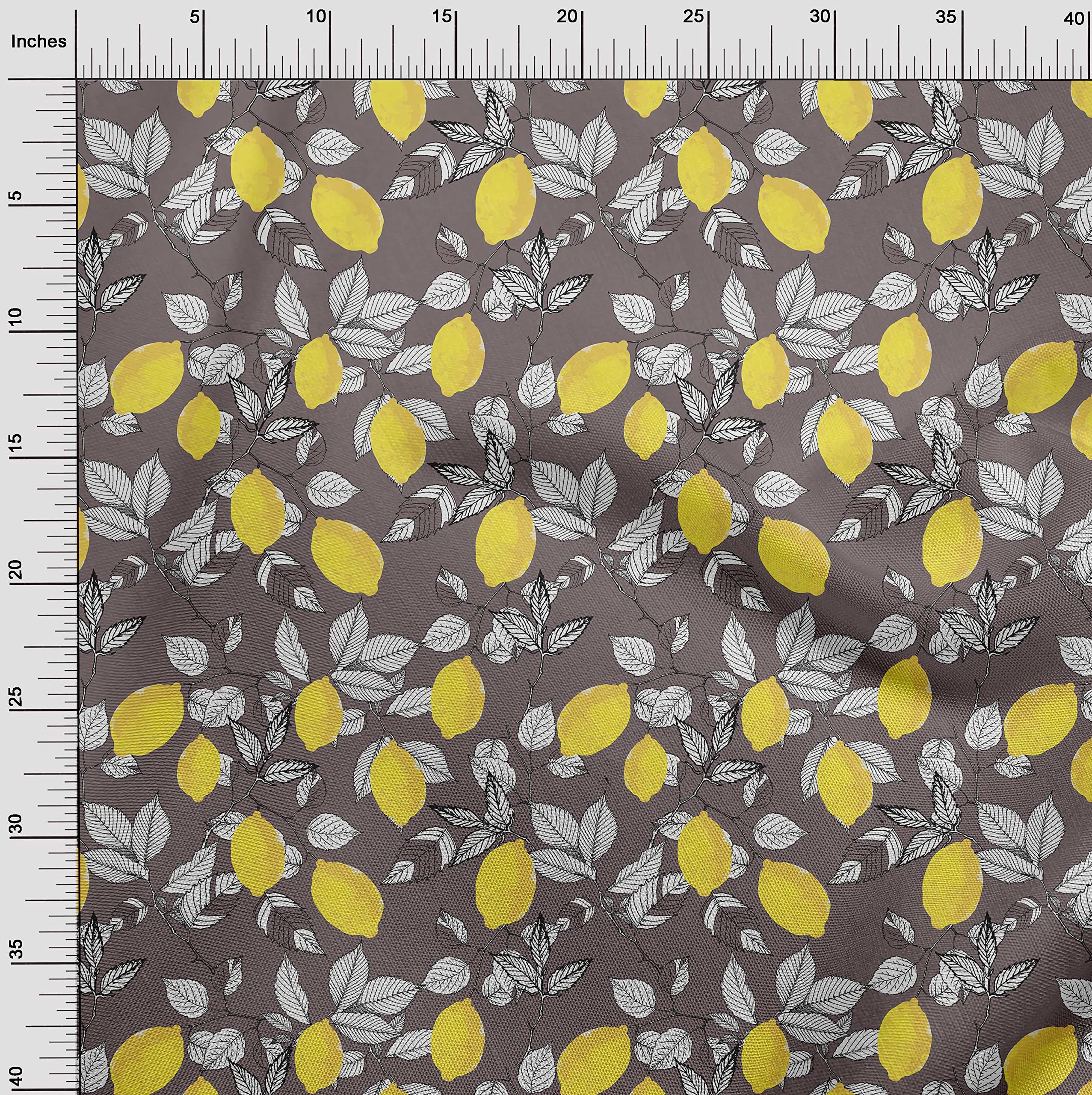 oneOone Polyester Spandex Fabric - Dusty Gray Tropical Leaf Print Dress Material - 56 Inch Wide by The Yard | Perfect for Summer Dresses, Skirts & DIY Fashion Projects