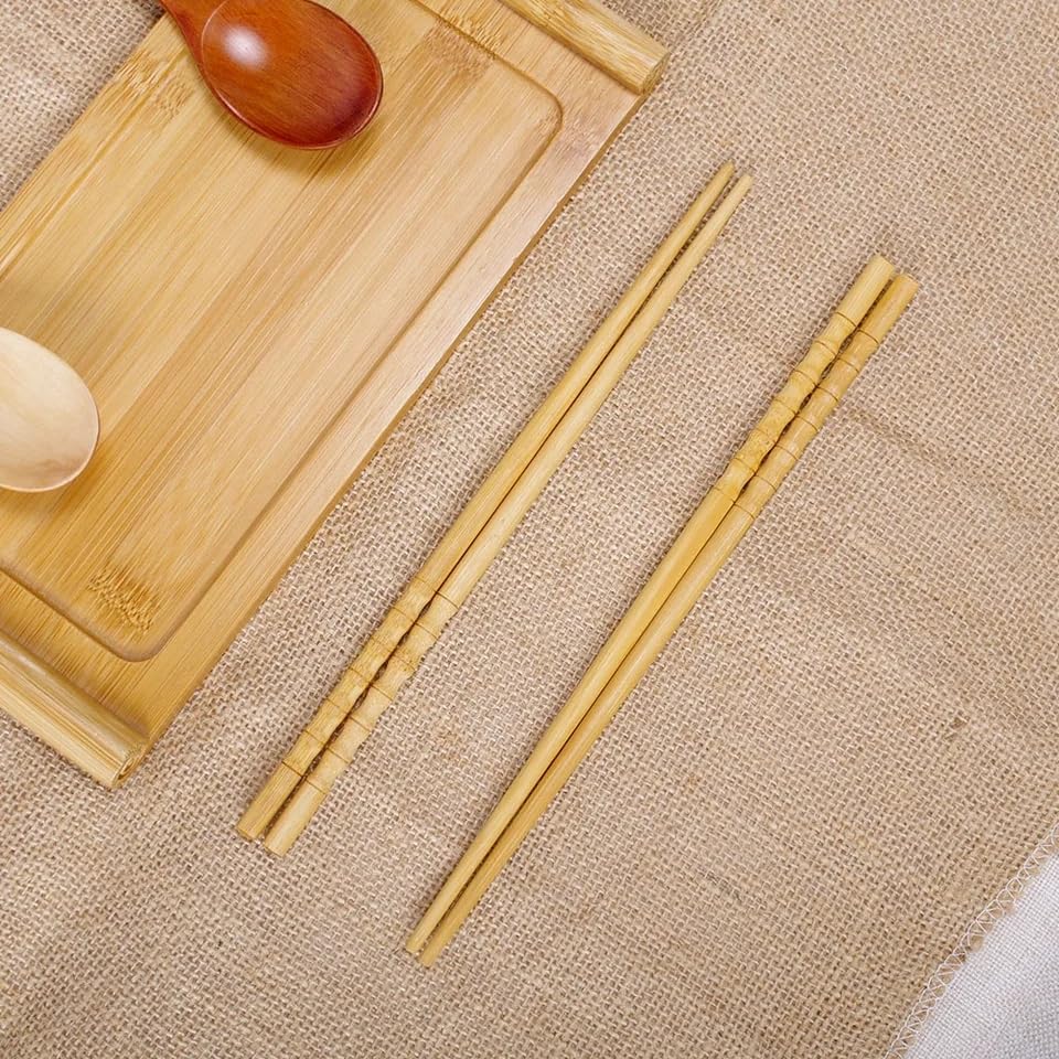 Natural Bamboo Chopsticks 10 Pairs - Chinese/Japanese/Korean Style Reusable for Sushi & Asian Cuisine
