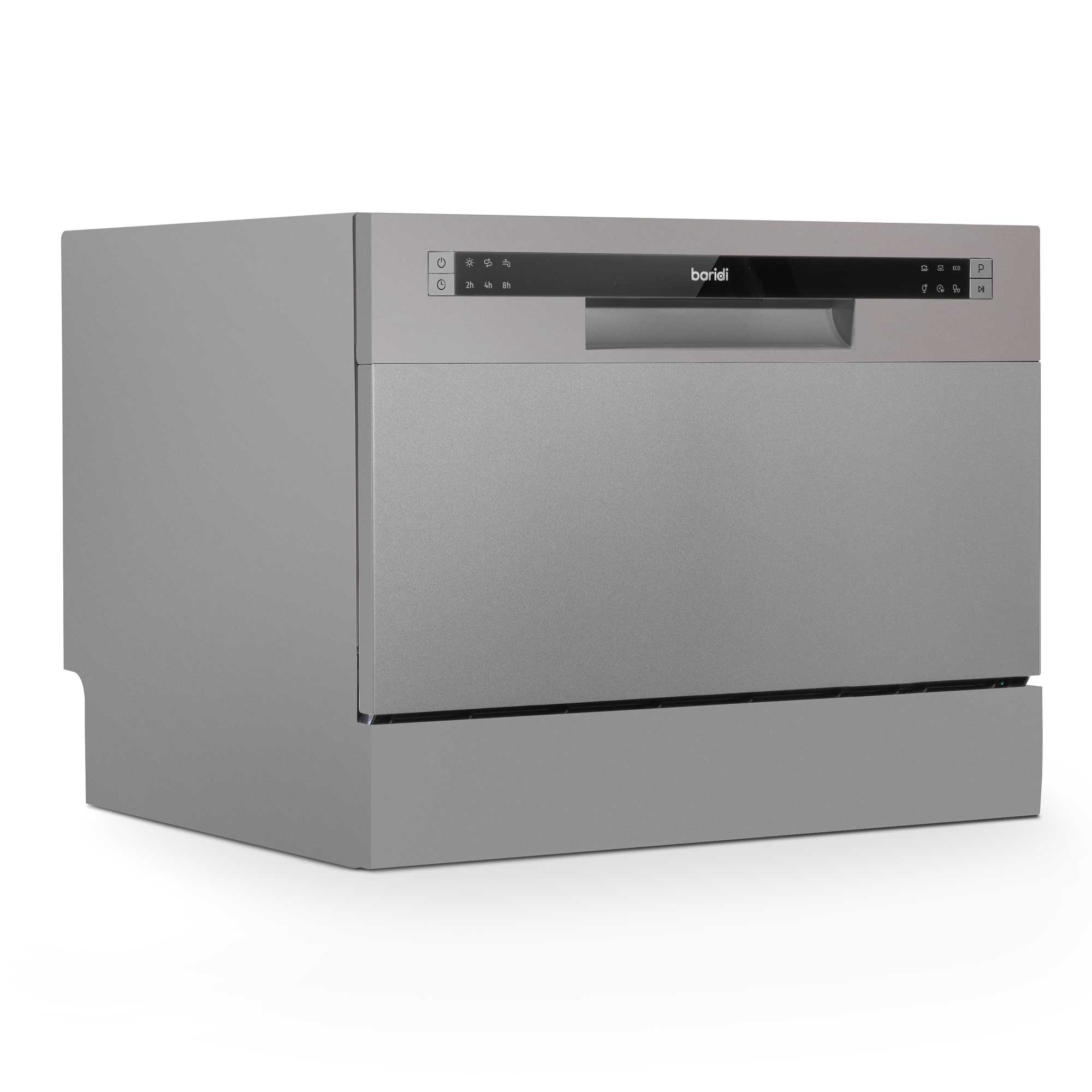 Baridi Compact Tabletop Dishwasher - 6 Place Settings, 6 Wash Programs, Ultra Quiet (42dB), 6.5L Capacity in Sleek Silver (Model DH84) | Perfect for Small Kitchens, Apartments, RVs & Dorm Rooms