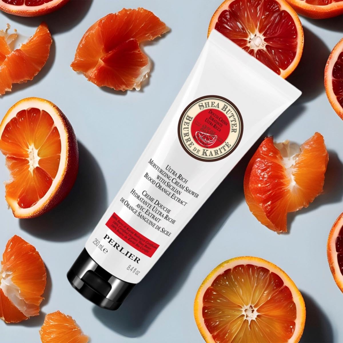 Perlier Shea Butter & Sicilian Blood Orange Body Wash - 250ml / 8.4oz Moisturizing Shower Gel for Dry Skin - Hydrating Bath Essential for Women & Men - Perfect for Daily Use & Spa Days