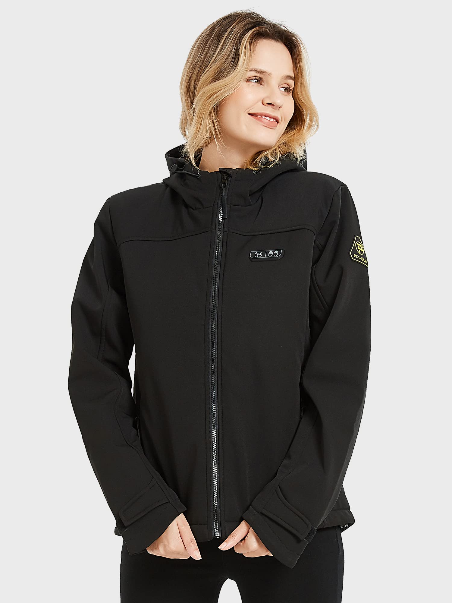 PTAHDUS Women's Heated Jacket - Soft Shell Winter Coat with Hand Warmer Pockets & 7.4V Battery Pack - Perfect for Outdoor Activities, Skiing, Hiking, and Cold Weather Commuting