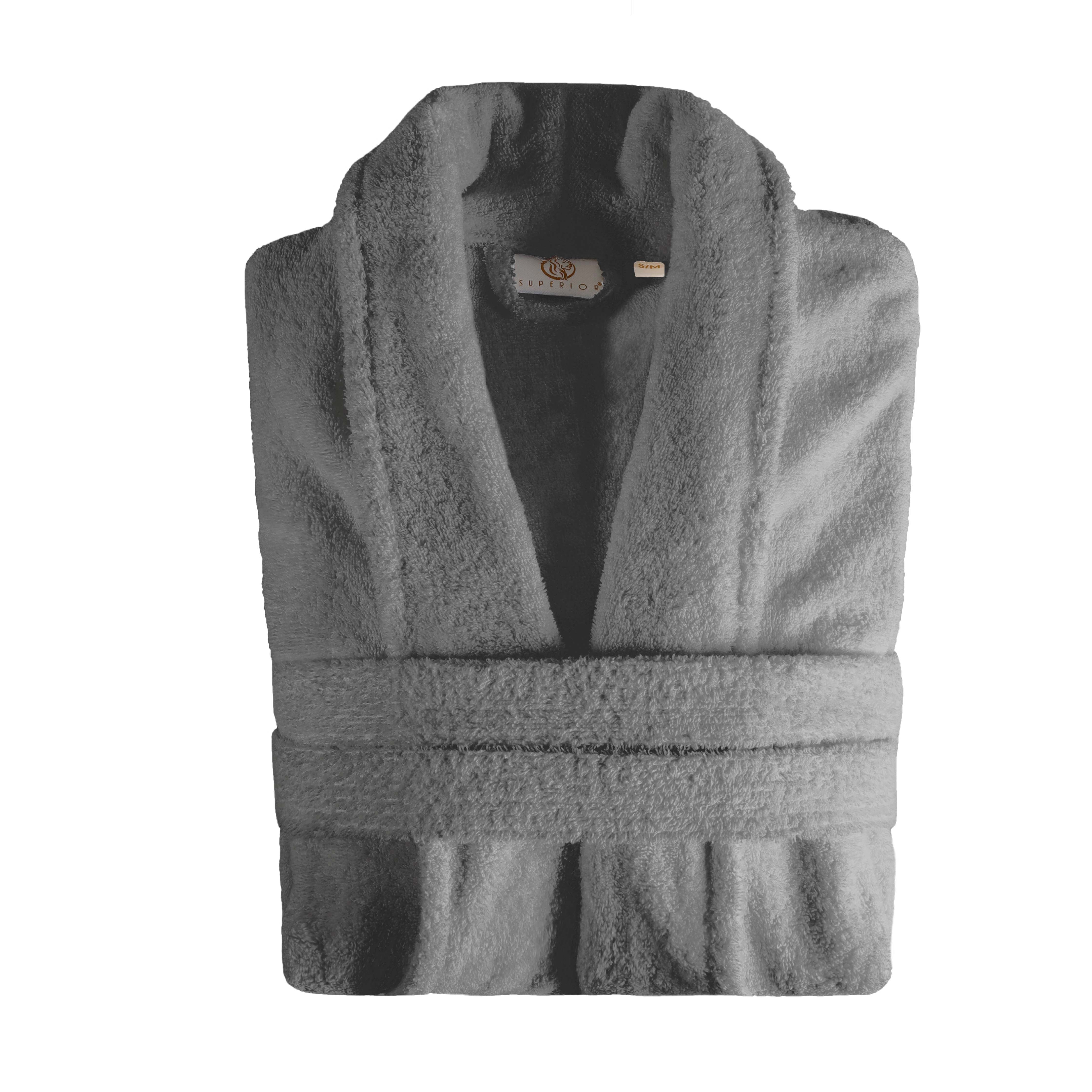 Premium Turkish Cotton Bathrobe for Women & Men - Unisex Shawl Collar Long Robe - Soft Spa, Lounge & Hotel Style Bathrobe for Relaxation at Home
