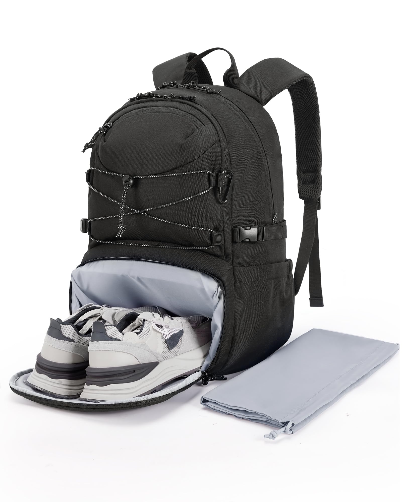 BAGSMART Gym Backpack with Shoe Compartment - Waterproof Travel Backpack for Men & Women | Durable Workout Sports Bag for Yoga, Gym, Running | Perfect for College, Outdoor Activities, Air Travel & Weekend Getaways (Black)