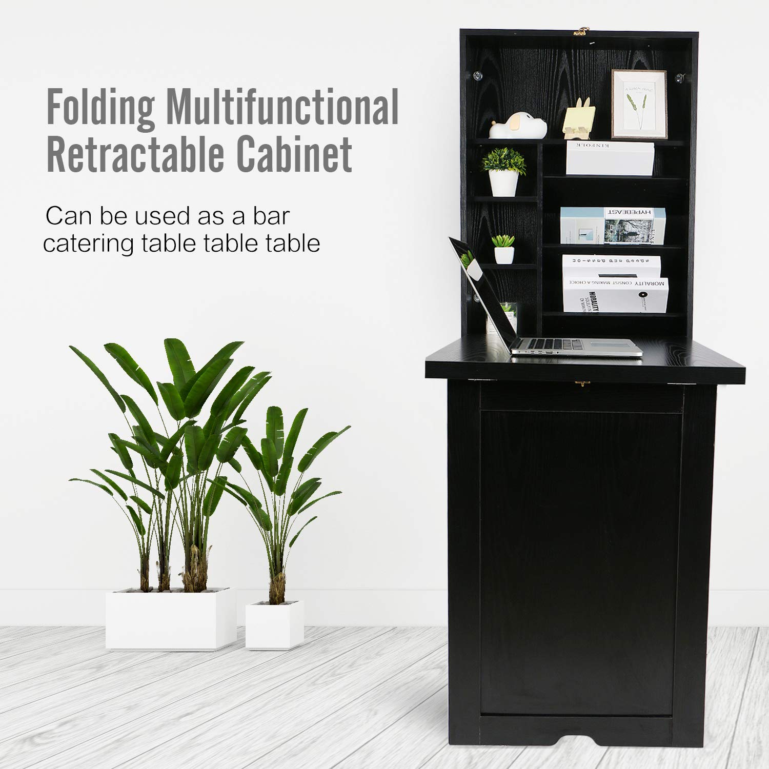 Foldable Wall Mounted Floating Desk - Convertible Computer & Writing Table with Large Storage Space | Space-Saving Home Office Solution for Small Rooms, Apartments & Dorm Rooms