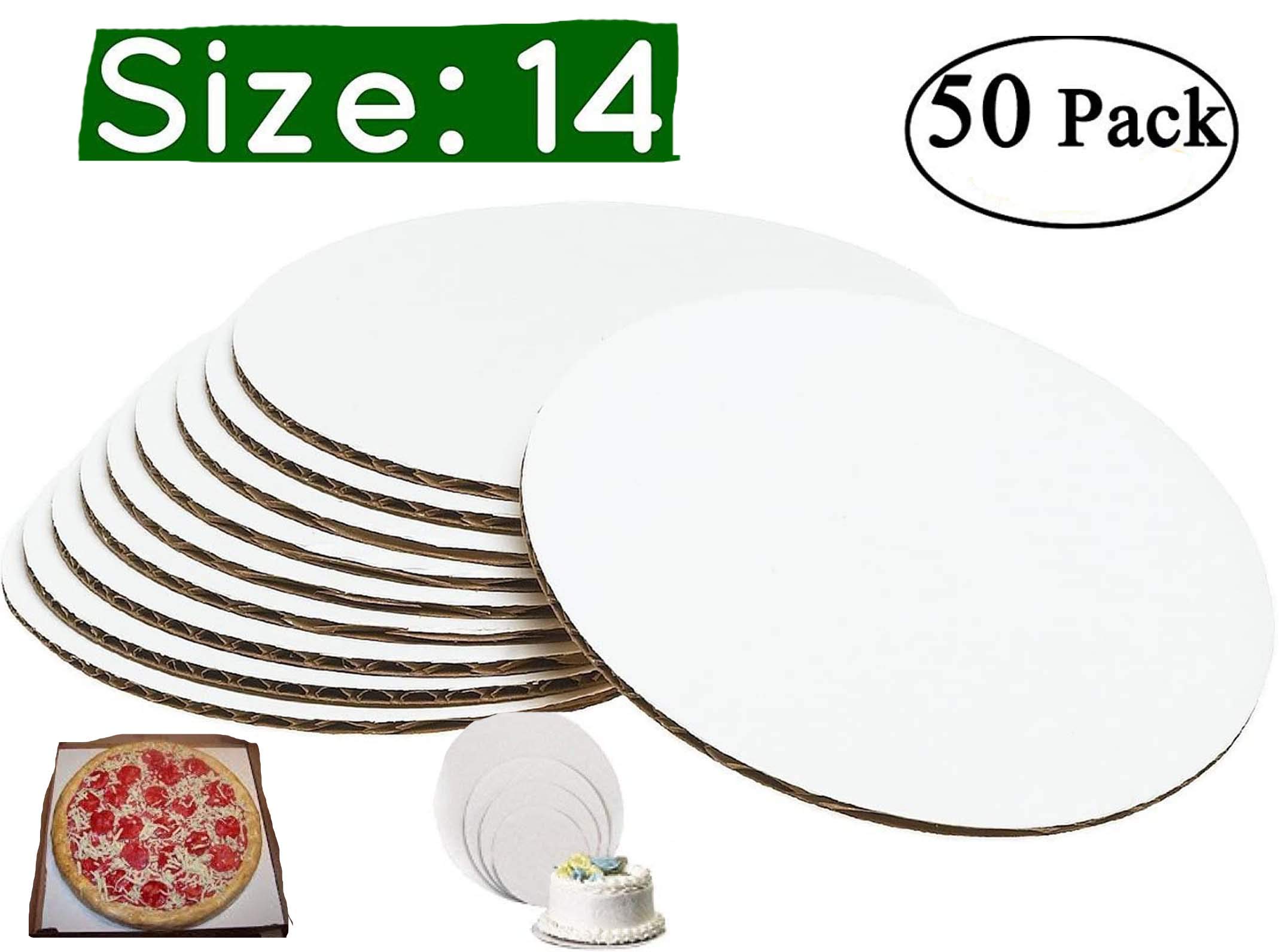 14-Inch Round Cake Boards (Pack of 50) - Sturdy Cardboard Cake Circles for Baking, Decorating & Serving - Perfect for Birthday Cakes, Wedding Cakes, Cupcakes & Pizza Bases