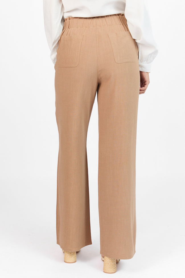 Mocha Linen Blend Trousers for Women - Comfortable High-Waisted Pants for Casual & Office Wear - Final Sale