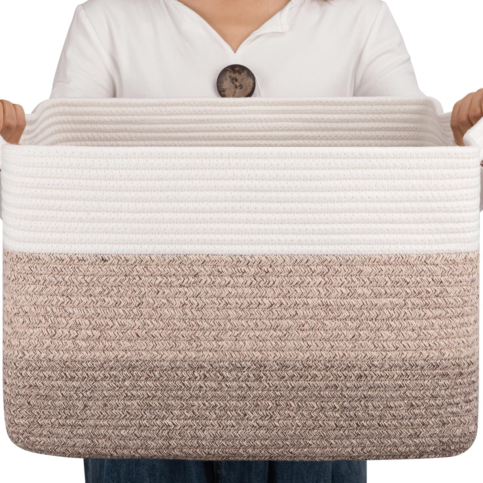 OIAHOMY Cotton Rope Storage Basket - 17.7