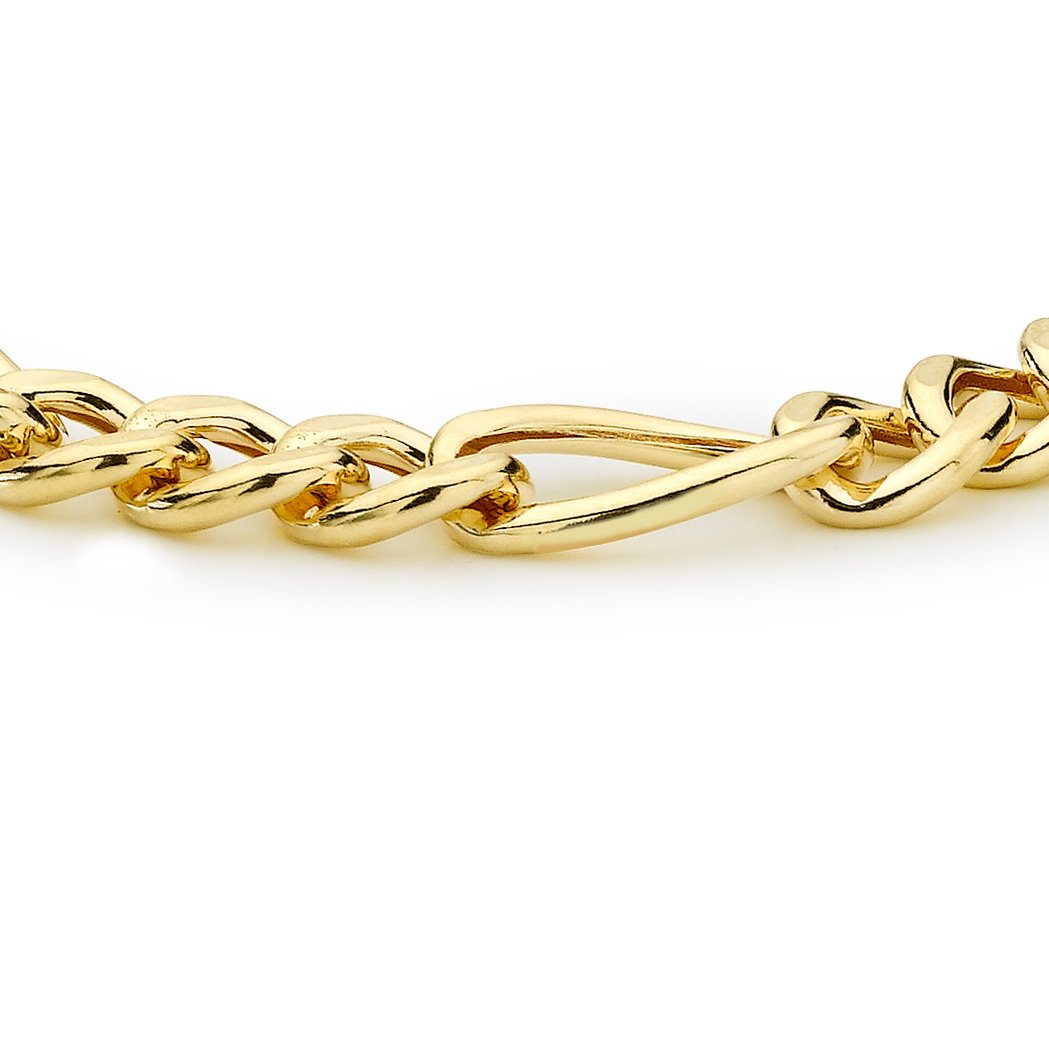 Carissima Gold 9ct Yellow Gold Hollow 8mm Figaro Chain Bracelet for Women | Elegant Jewelry Gift for Her | Perfect for Parties, Weddings & Special Occasions