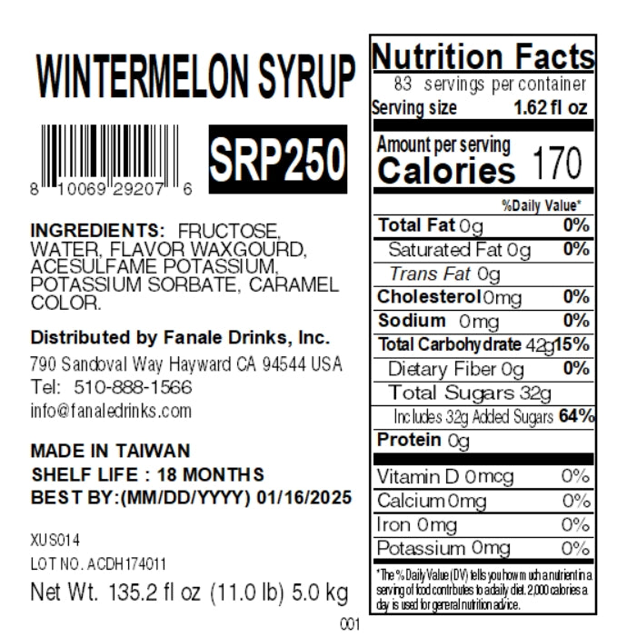 Premium Wintermelon Syrup for Bubble Tea & Desserts - Natural Flavor, Vegan & Gluten-Free - Perfect for Drinks, Cocktails & Baking