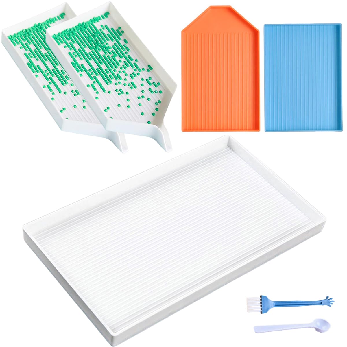 5-Piece Large Diamond Painting Tray Organizer Set - Plastic Bead Storage Containers for DIY Diamond Art & Rhinestone Crafts | Perfect for Gem Painting, Scrapbooking & Home Decor Projects