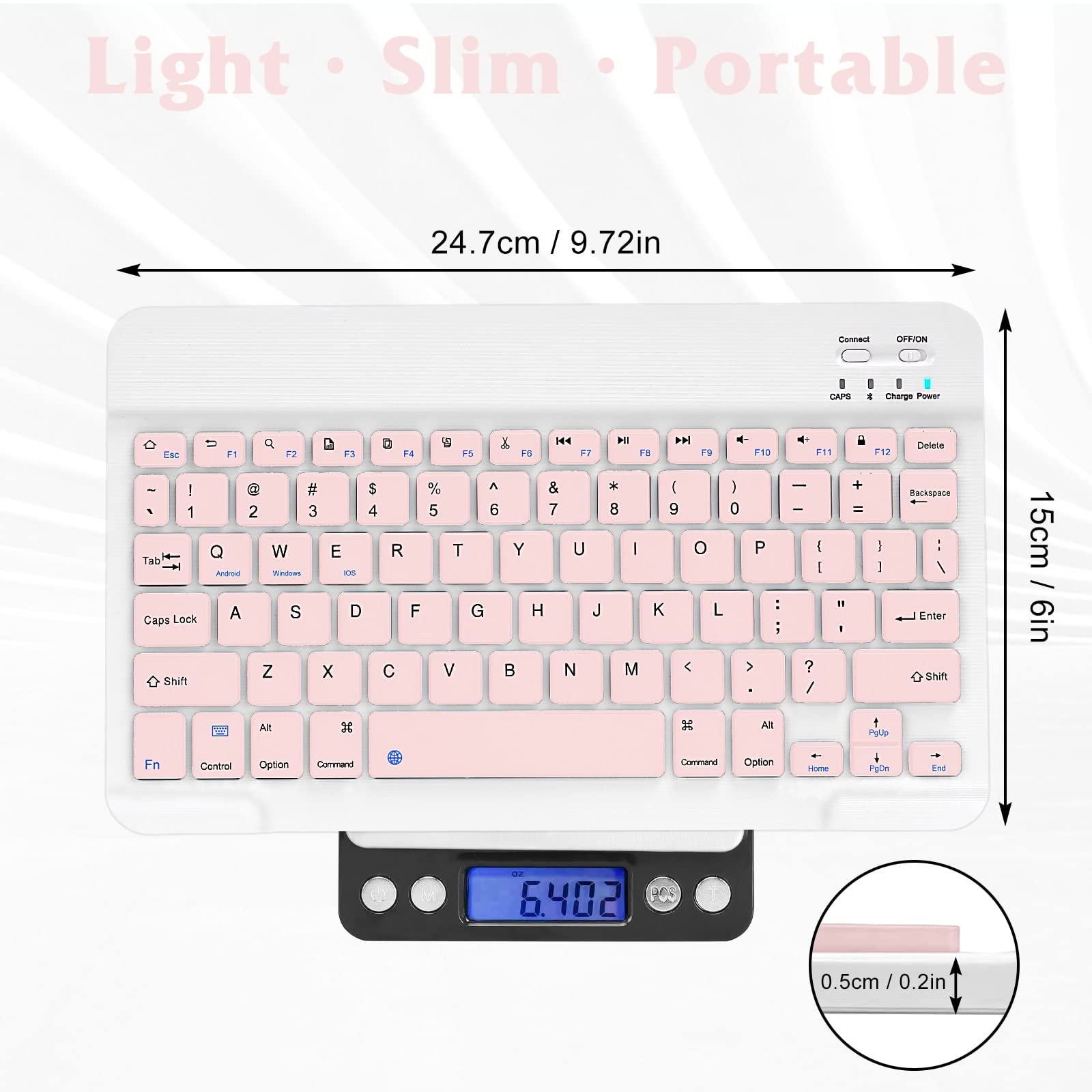 Rechargeable Bluetooth Keyboard and Mouse Combo - Ultra Slim Full-Size Wireless Keyboard with Ergonomic Mouse for Mac, iPad, Tablet, PC, Laptop - Compatible with vivo NEX 3 - Flamingo Pink - Perfect for Office Work, Home Use, and Travel