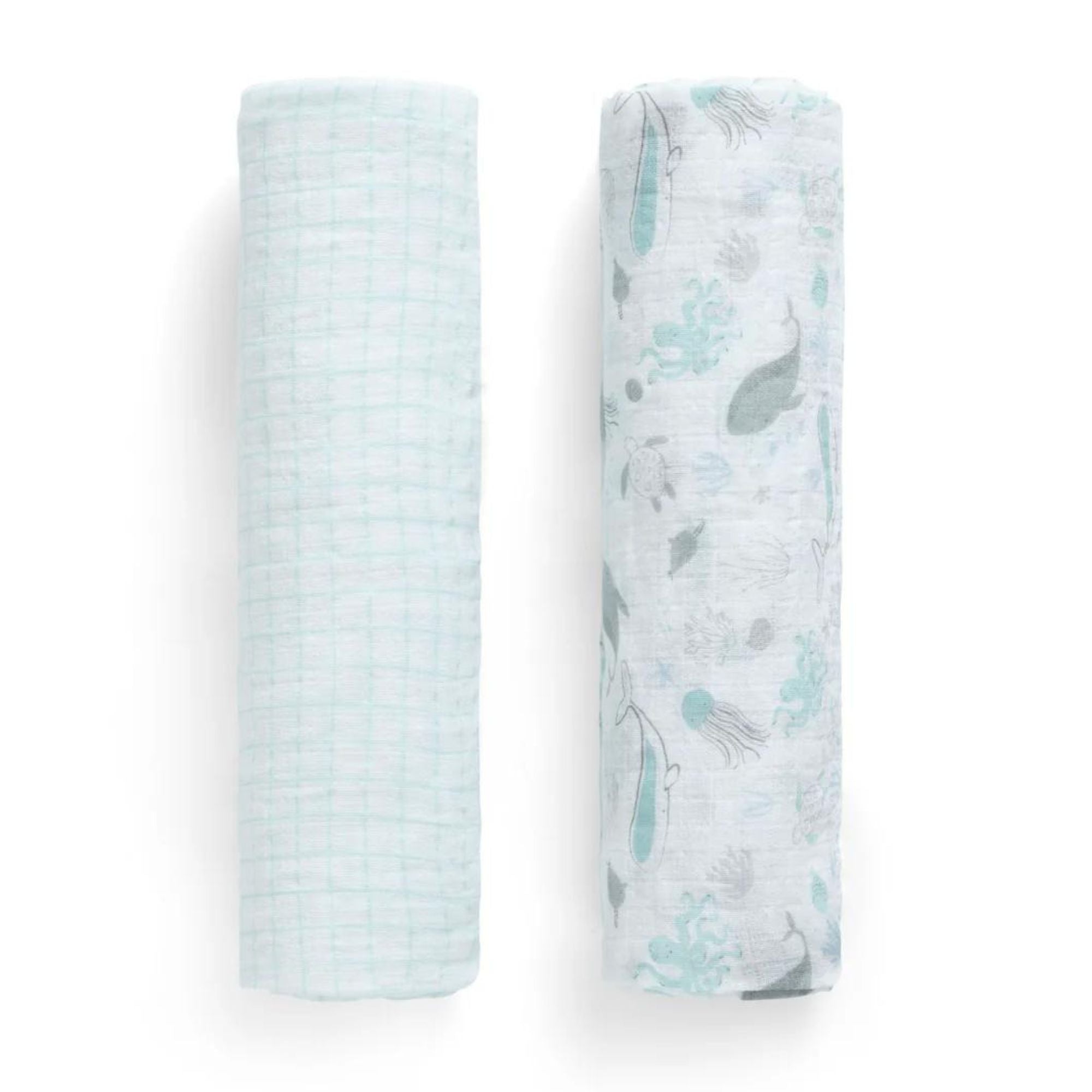 100% Cotton Muslin Baby Receiving Blankets - Soft & Breathable Swaddle Blankets for Newborns - 2 Pack Set - Perfect for Swaddling, Nursing & Stroller Use