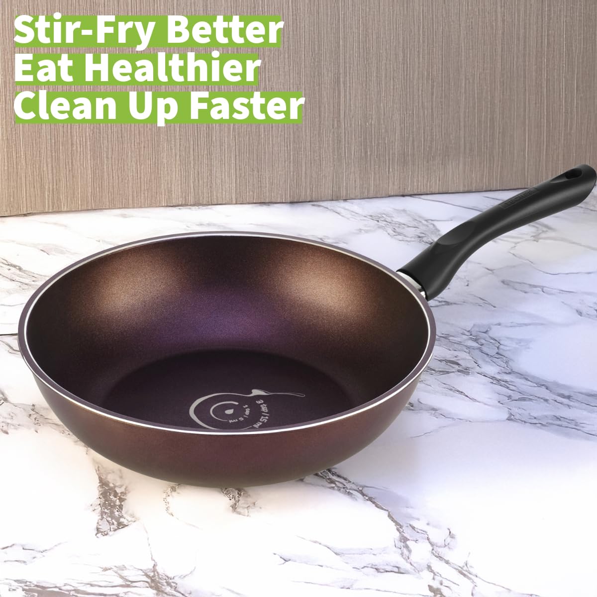 TECHEF Art Pan Collection Non-Stick Wok Stir Fry Pan - 12 Inch with Lid - 5-Layer Teflon Select PFOA-Free Coating - Made in Korea - Perfect for Asian Cooking, Stir Frying, Sautéing & Home Chef Meals