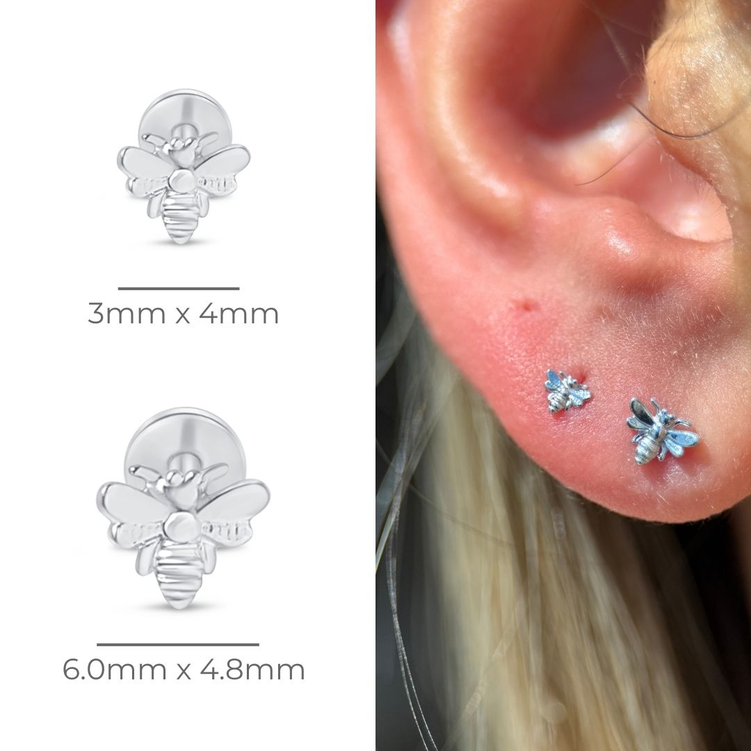 14K White Gold Minimalist Bee Stud Earrings - Dainty & Elegant Jewelry for Women - Perfect for Everyday Wear, Gifts, and Special Occasions