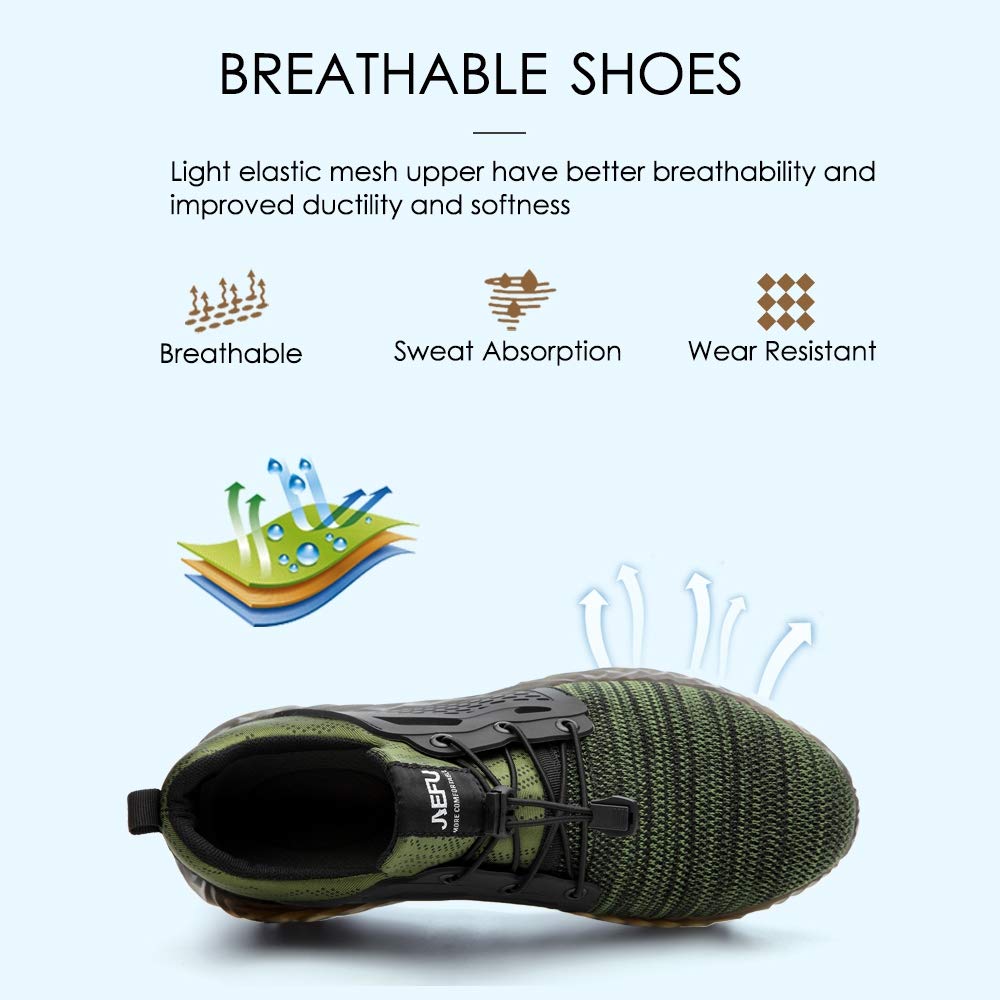 KINOW Steel Toe Safety Work Shoes for Men & Women - Slip Resistant, Lightweight Industrial Construction Sneakers for Outdoor Work & Athletic Activities | Perfect for Construction Sites, Warehouses & Heavy Duty Jobs