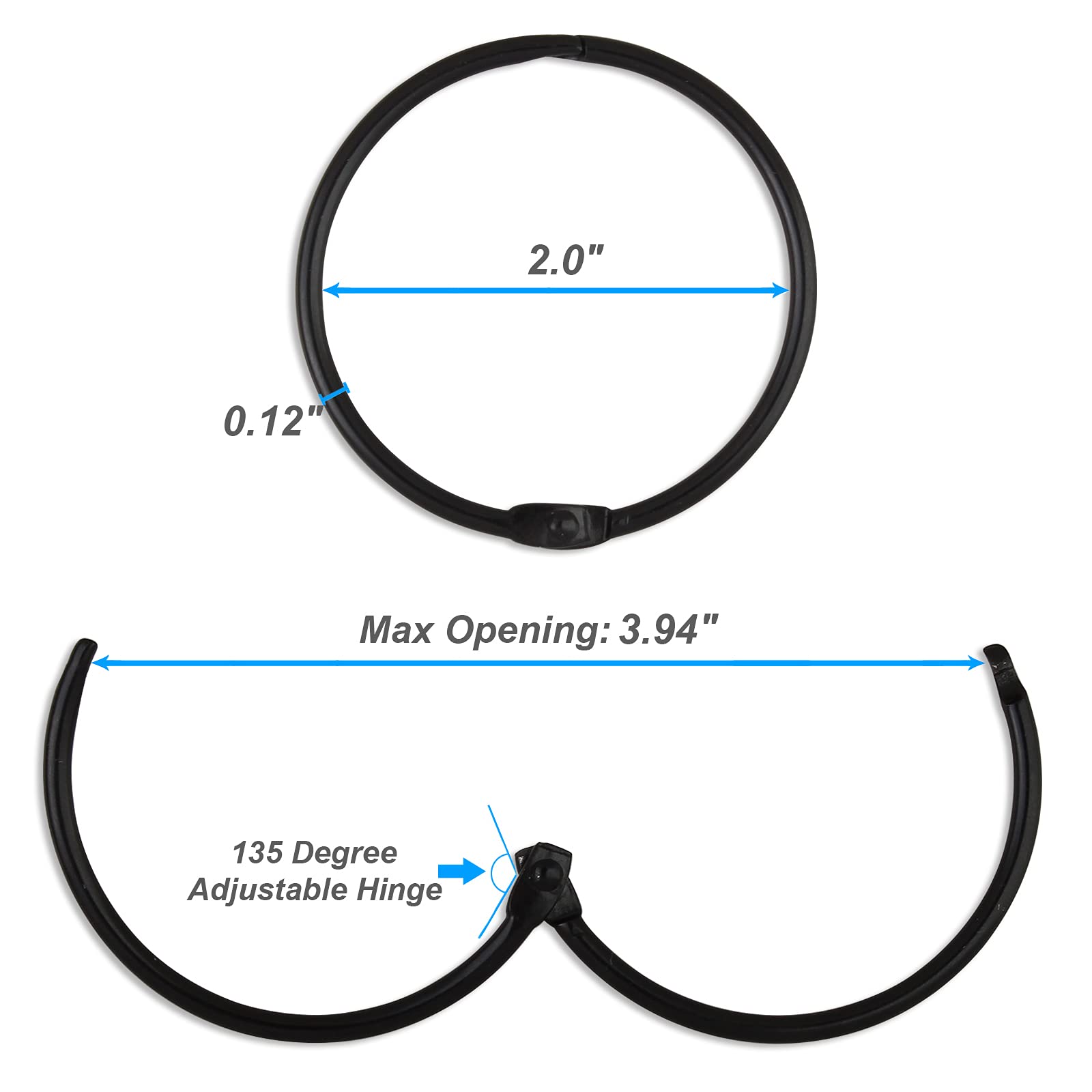 24 Pack Rustproof Metal Shower Curtain Rings - Decorative Round Hooks for Bathroom Shower Rods (Black) | Durable & Stylish Bathroom Accessories for Home, Hotel, and Apartment Use