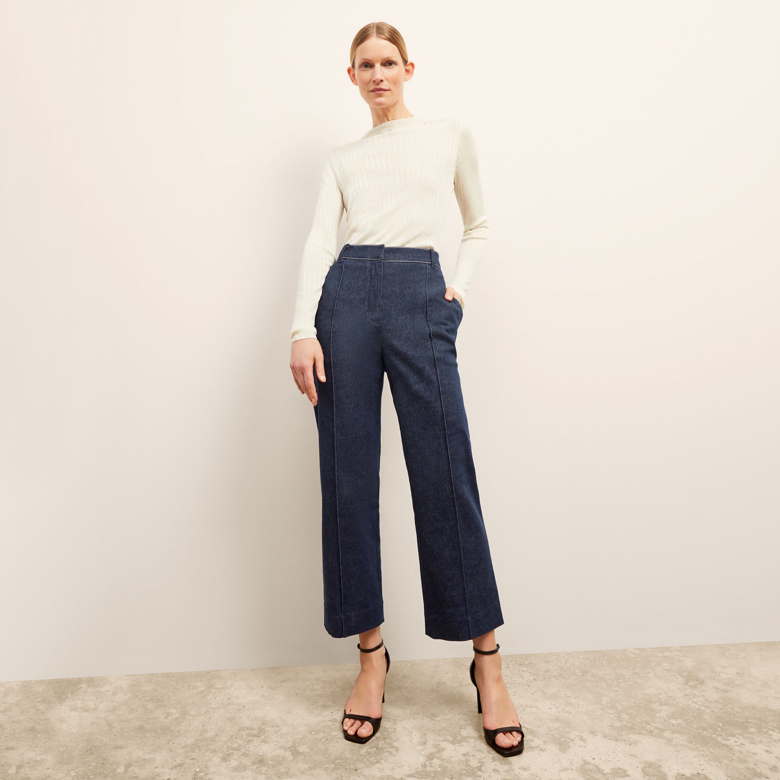 Christy Pant Stretch Denim Suiting - Dark Wash Jeans for Women | Comfortable Office Wear & Casual Outfits