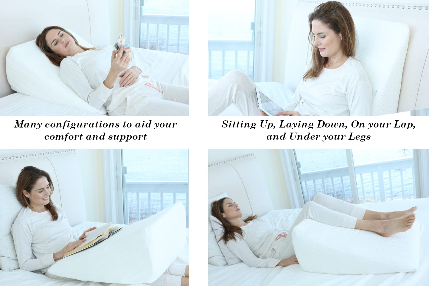 Memory Foam Wedge Pillow for Sleeping - 12 Inch Bed Wedge Pillow with Removable Cover for Acid Reflux, Heartburn & GERD Relief - Perfect for Back Support, Reading in Bed & Post-Surgery Recovery