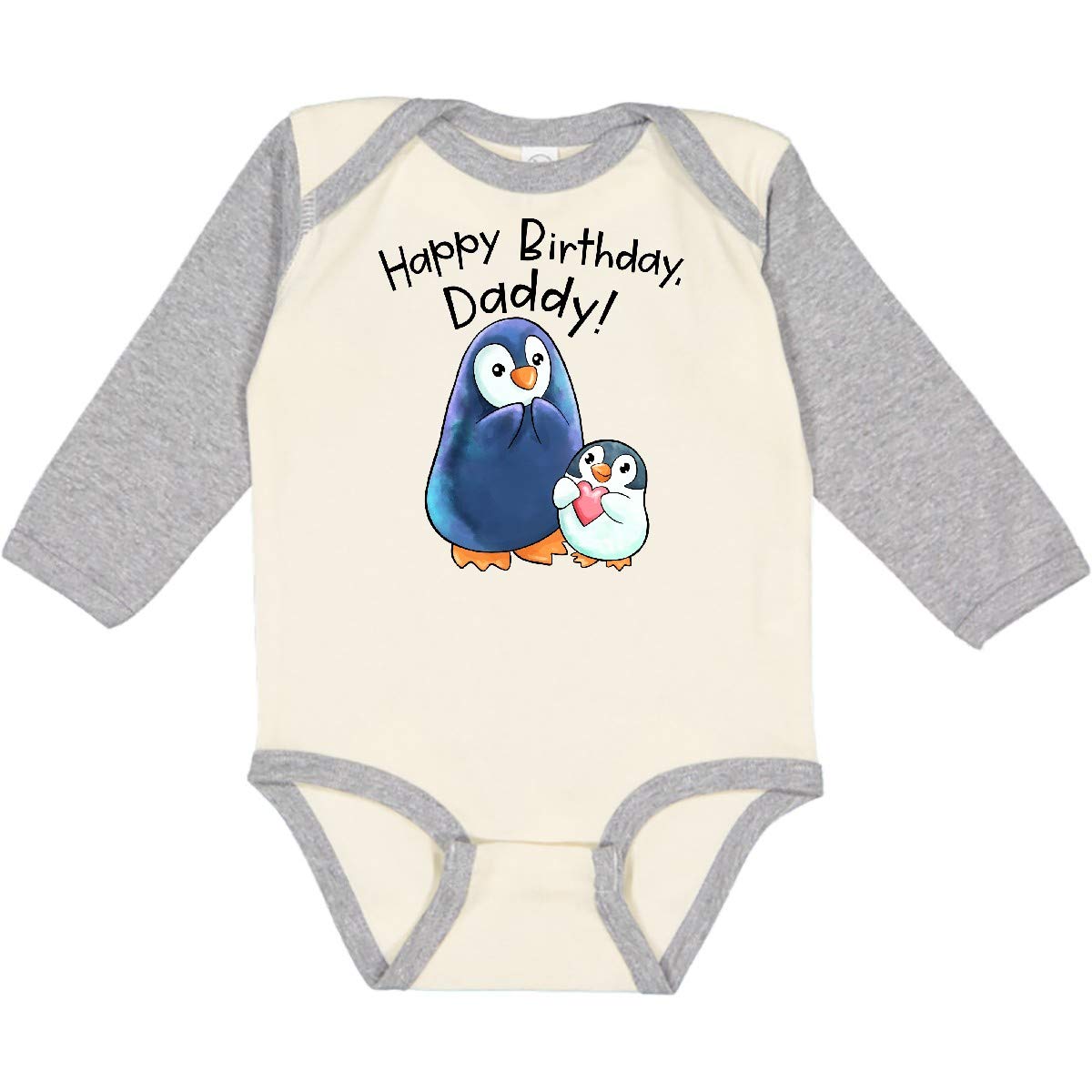Inktastic Happy Birthday Daddy Cute Penguins Long Sleeve Baby Bodysuit - Adorable Outfit for Birthday Parties & Family Photos