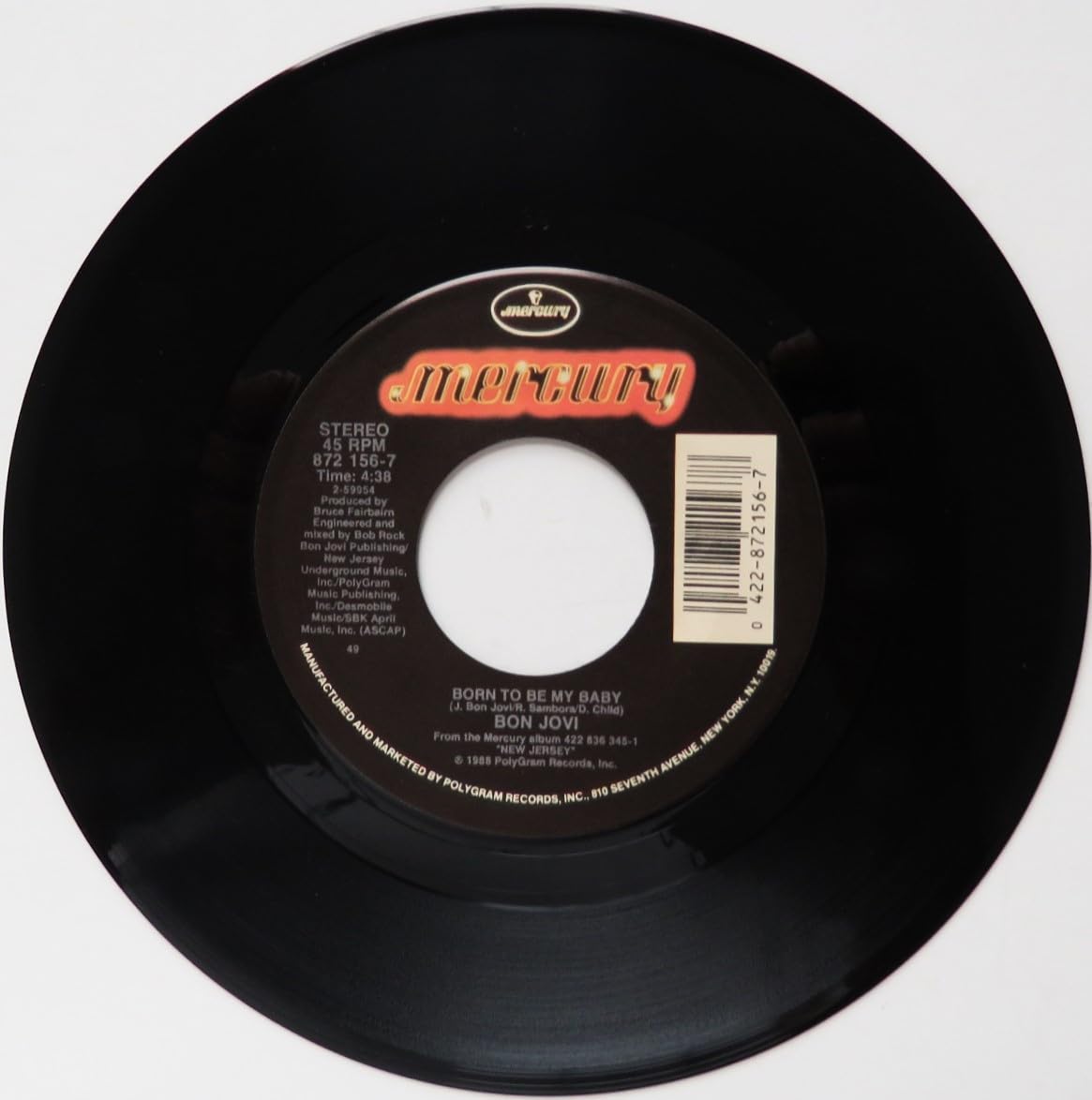 Born To Be My Baby b/w Love For Sale - Bon Jovi 45 RPM Vinyl Record | Classic Rock Collectible for Music Lovers & DJs