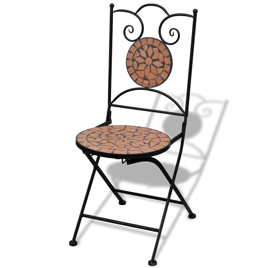 Modern Outdoor Bistro Chairs Set of 2 - Folding Patio Lounge Chairs for Deck, Porch, Garden, Lawn & Home - Ceramic Terracotta Design - Perfect for Backyard Relaxation, Poolside Lounging & Outdoor Dining