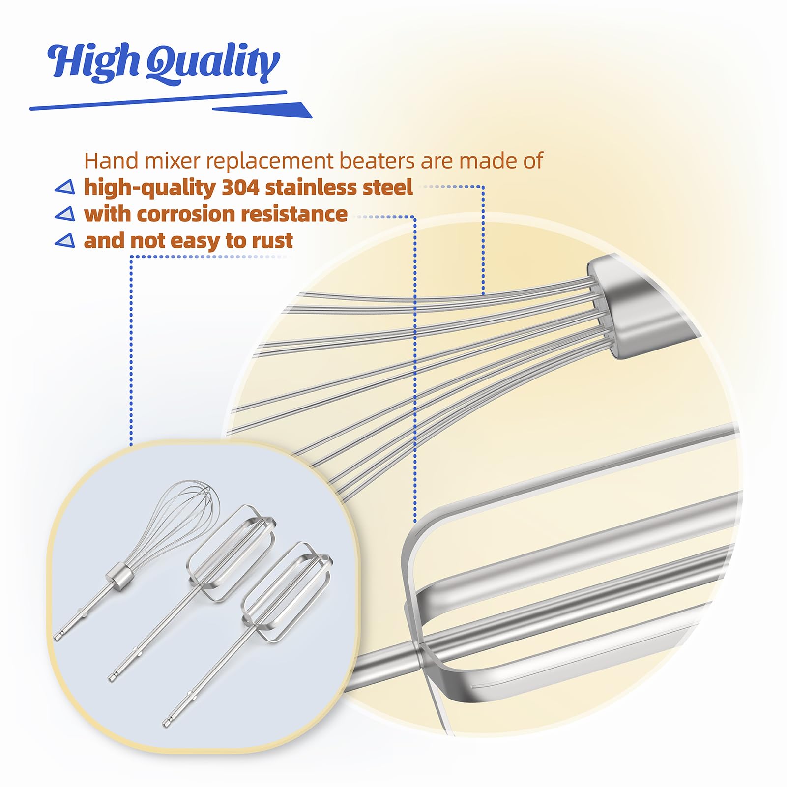 Hamilton Beach Hand Mixer Beater Attachments - Compatible with Models 62682RZ, 62692, 64699 & 62695V | Replacement Mixer Parts for Baking, Whipping & Mixing | Perfect for Cakes, Cookies & Desserts