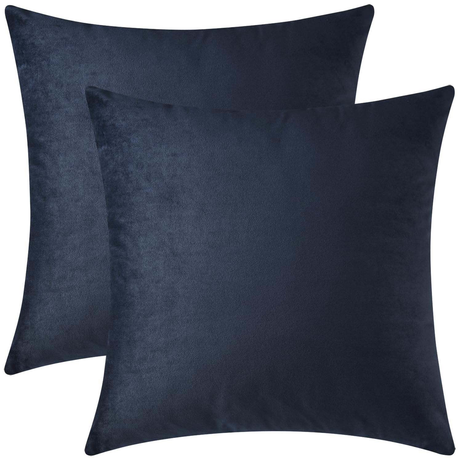 Mixhug Velvet Decorative Throw Pillow Covers - Set of 2 (16x16 Inches) - Soft Solid Cushion Covers for Sofa, Couch & Bed - Midnight Blue - Perfect for Living Room Decor, Bedroom Accent & Home Styling