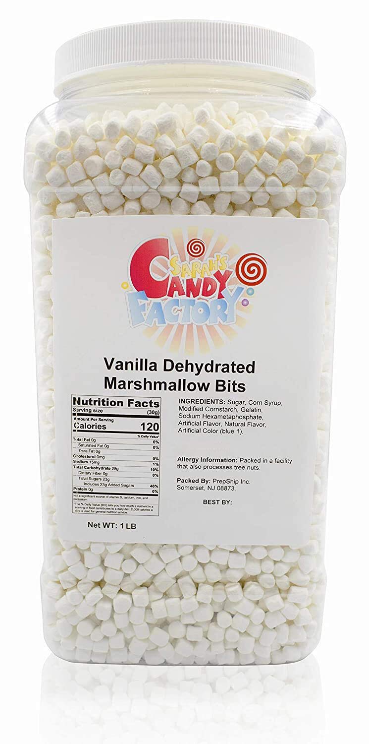 Sarah's Candy Factory Vanilla Mini Dehydrated Marshmallows in Jar - 1 Pound (16oz) | Perfect for Hot Chocolate, Baking & Camping Snacks