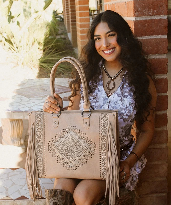 Montana West Hand-Painted Concealed Carry Tote Bag for Women - Stylish & Functional Purse with Hidden Gun Compartment - Perfect for Everyday Use, Travel & Personal Safety