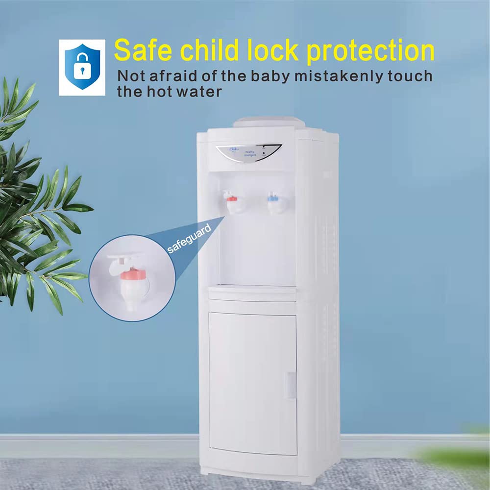 5 Gallon Top Loading Hot & Cold Water Cooler Dispenser for Home & Office - White with Storage Cabinet & Child Safety Lock | Perfect for Kitchen, Break Room & Office Hydration