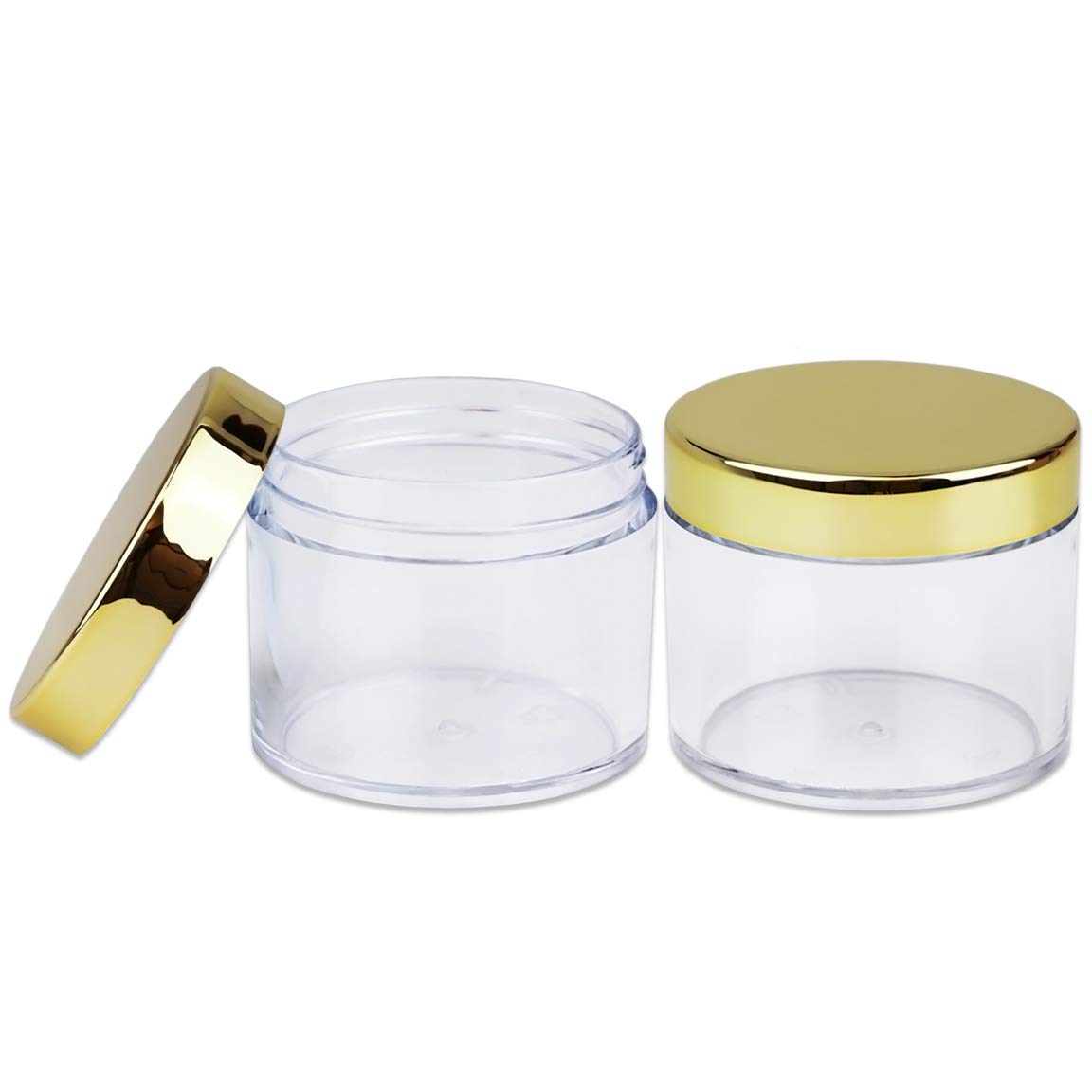 Beauticom 60ml (2oz) Round Clear Leak-Proof Plastic Jars with Gold Lids - Travel-Friendly Cosmetic Containers for Makeup, Lotion, Creams, Oils & Salves (Pack of 384) - Perfect for DIY Beauty Products, Travel Toiletries & Home Organization