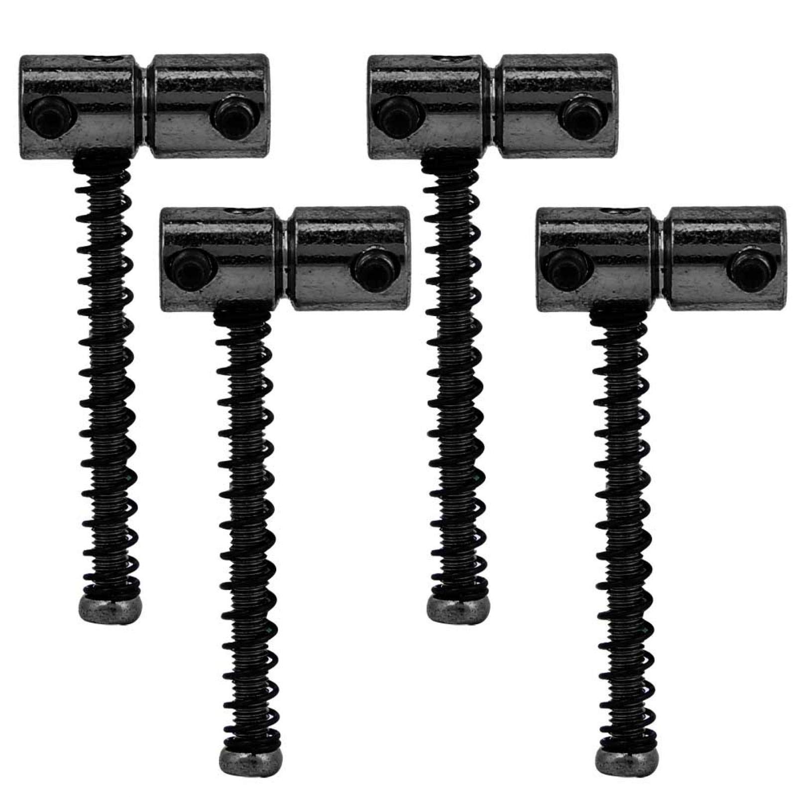 4 Pcs Electric Guitar Bass Bridge Saddles Set - Compensated Metal Bass Guitar Bridge with String Saddles & Spring Screws (Black) - Perfect for Bass Guitar Repair & Upgrade, DIY Projects, and Professional Musicians